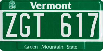 VT license plate ZGT617