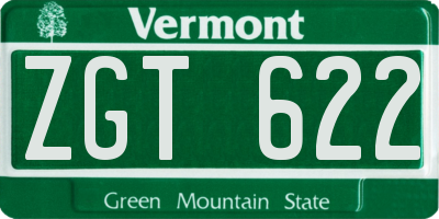 VT license plate ZGT622