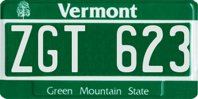 VT license plate ZGT623