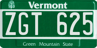 VT license plate ZGT625