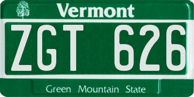 VT license plate ZGT626
