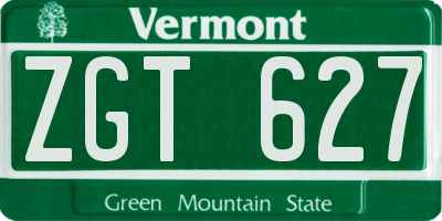 VT license plate ZGT627
