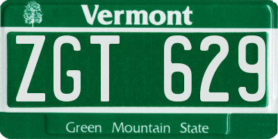 VT license plate ZGT629