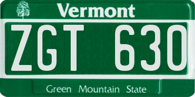 VT license plate ZGT630