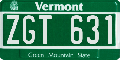 VT license plate ZGT631