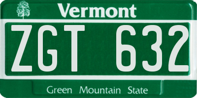 VT license plate ZGT632