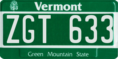 VT license plate ZGT633