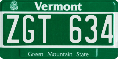 VT license plate ZGT634