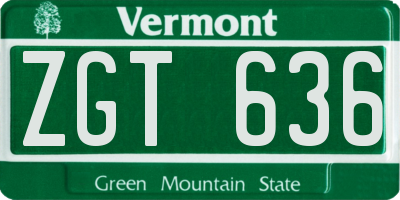 VT license plate ZGT636