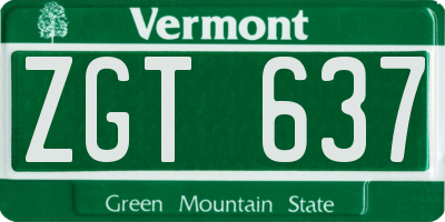 VT license plate ZGT637