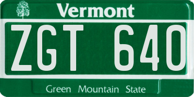 VT license plate ZGT640