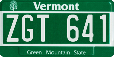 VT license plate ZGT641