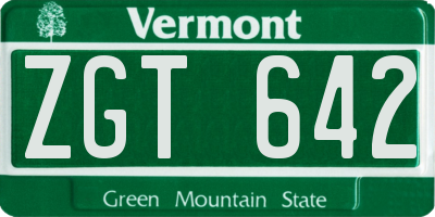 VT license plate ZGT642