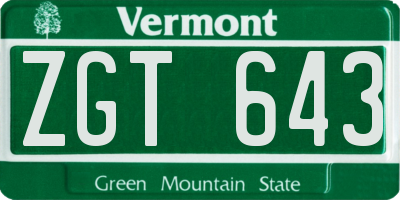 VT license plate ZGT643