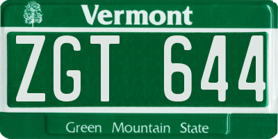 VT license plate ZGT644