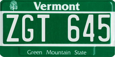 VT license plate ZGT645