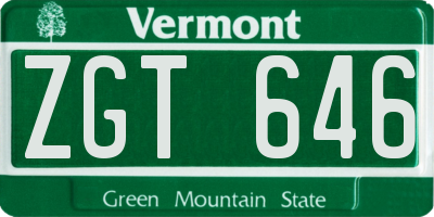 VT license plate ZGT646