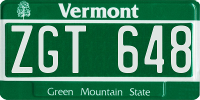VT license plate ZGT648