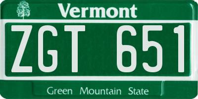 VT license plate ZGT651