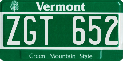 VT license plate ZGT652
