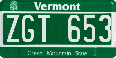 VT license plate ZGT653