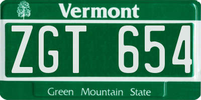 VT license plate ZGT654