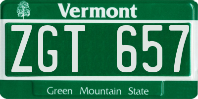 VT license plate ZGT657