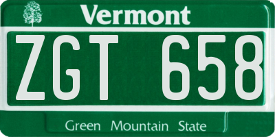 VT license plate ZGT658