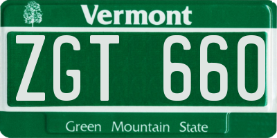 VT license plate ZGT660