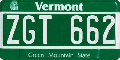 VT license plate ZGT662