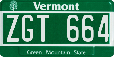 VT license plate ZGT664