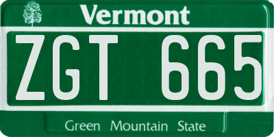VT license plate ZGT665