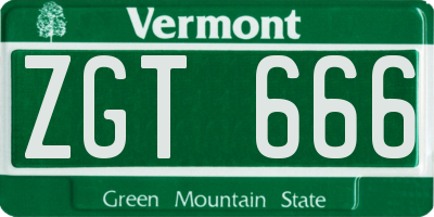 VT license plate ZGT666