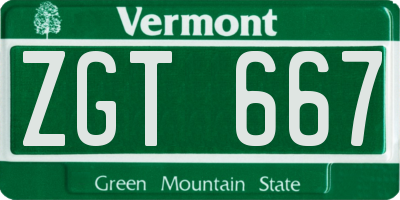 VT license plate ZGT667
