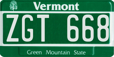 VT license plate ZGT668