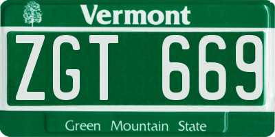 VT license plate ZGT669
