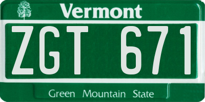 VT license plate ZGT671