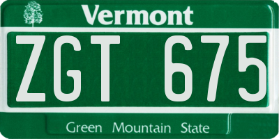 VT license plate ZGT675