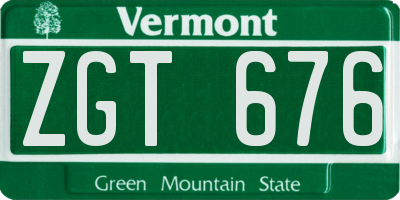 VT license plate ZGT676
