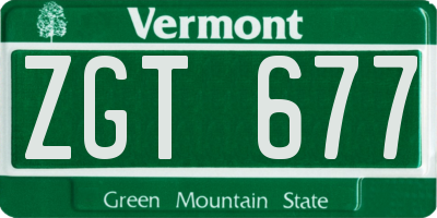 VT license plate ZGT677