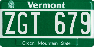 VT license plate ZGT679