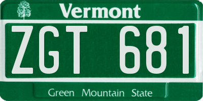 VT license plate ZGT681