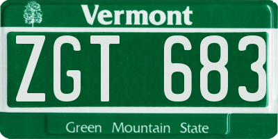 VT license plate ZGT683