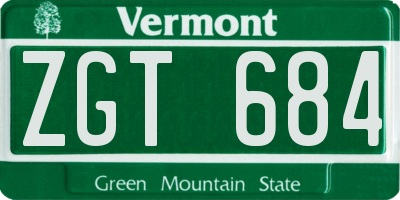 VT license plate ZGT684