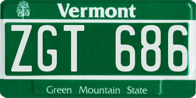 VT license plate ZGT686