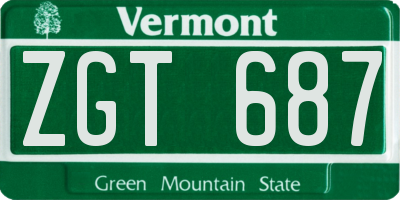 VT license plate ZGT687