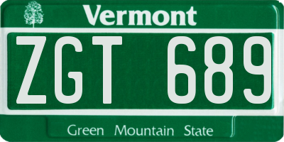 VT license plate ZGT689