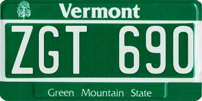 VT license plate ZGT690