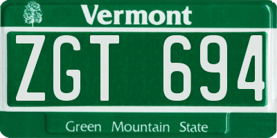 VT license plate ZGT694