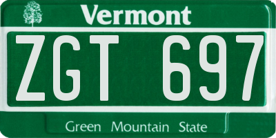 VT license plate ZGT697